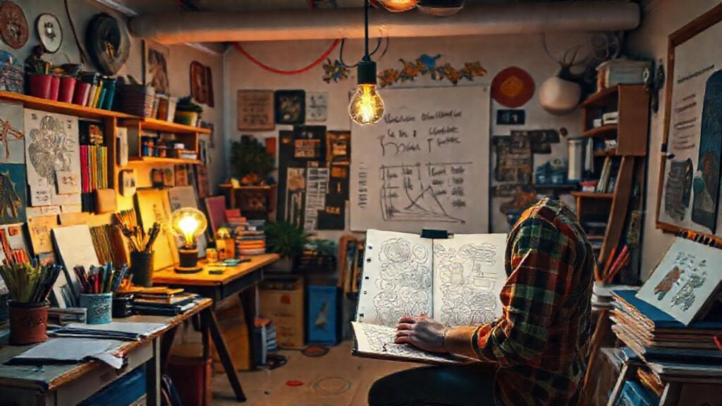 Un artista crea ideas con pasión