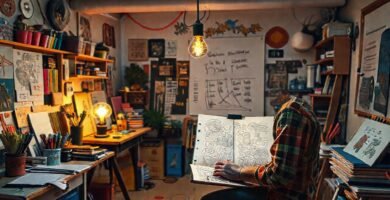 Un artista crea ideas con pasión