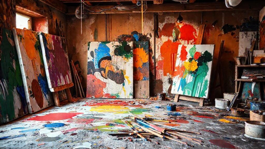 Un estudio pictórico vibrante y caótico