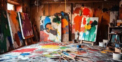 Un estudio pictórico vibrante y caótico