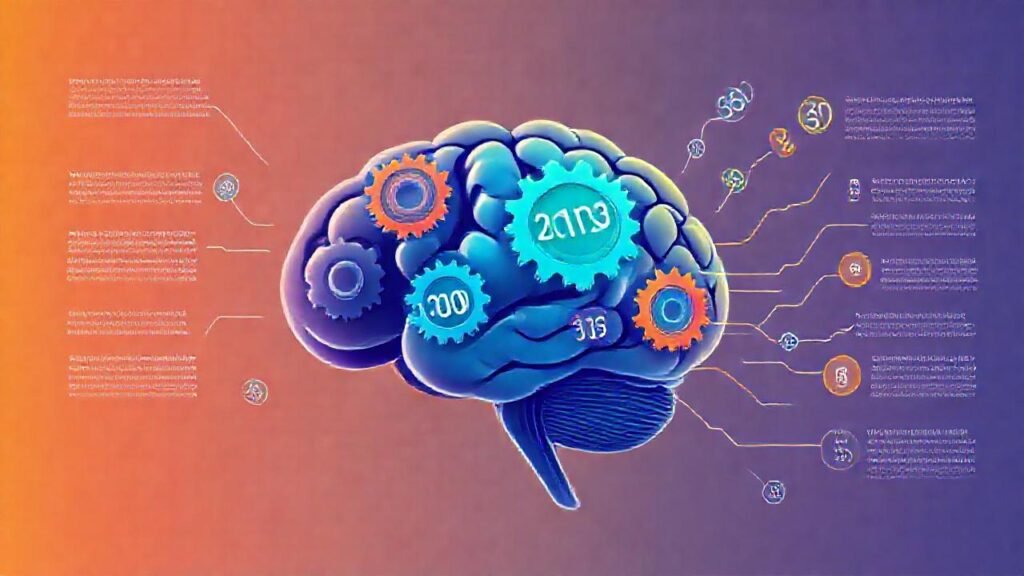 El cerebro ilustra datos educativos surrealistas