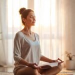 Mujer medita en paz interior
