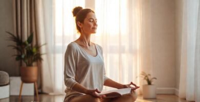 Mujer medita en paz interior