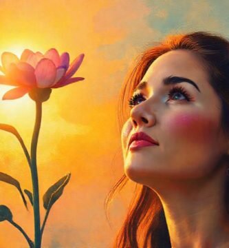 Mujer resiliente florece con esperanza
