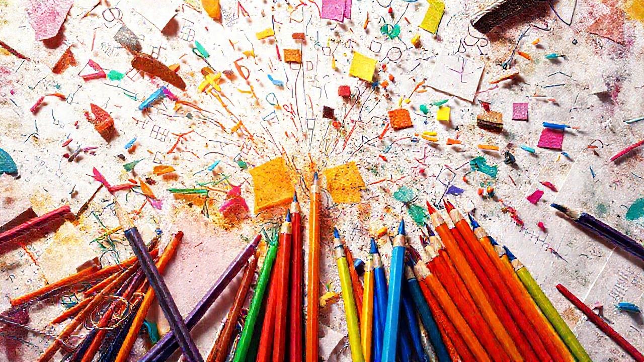 Explosión creativa digital y colorida