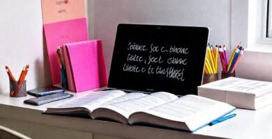 Un estudiante moderno trabaja concentrado y creativo