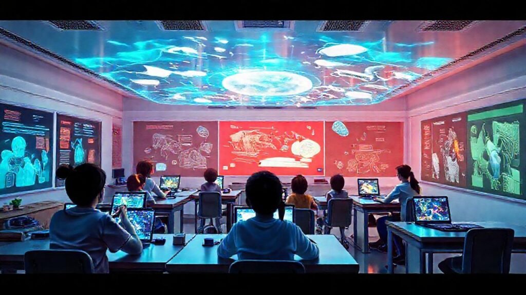 Aula futurista: aprendizaje digital interactivo