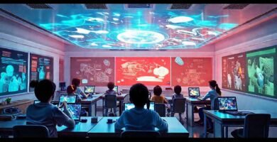 Aula futurista: aprendizaje digital interactivo