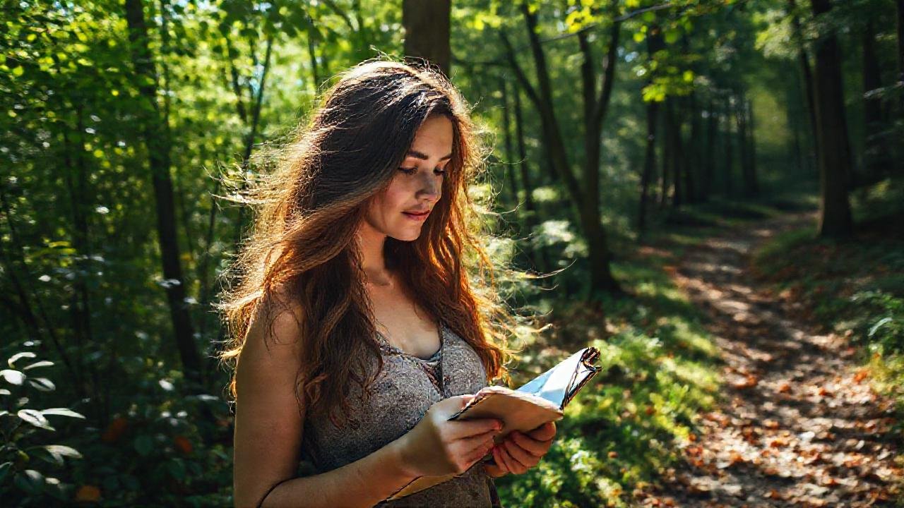 Una mujer creativa contempla el bosque