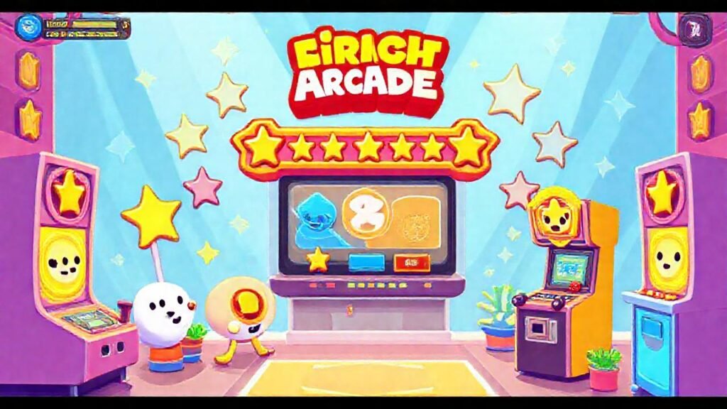 Es un juego de arcade colorido