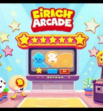 Es un juego de arcade colorido