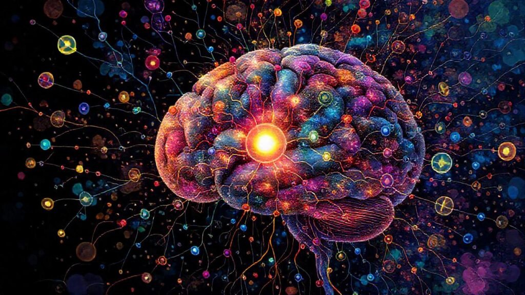 Conexiones cerebrales brillantes y coloridas emergen