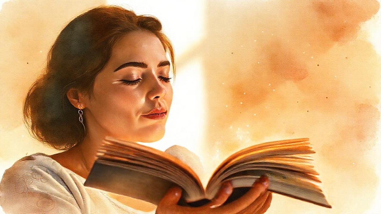 Mujer serena, aura brillante, paz visual