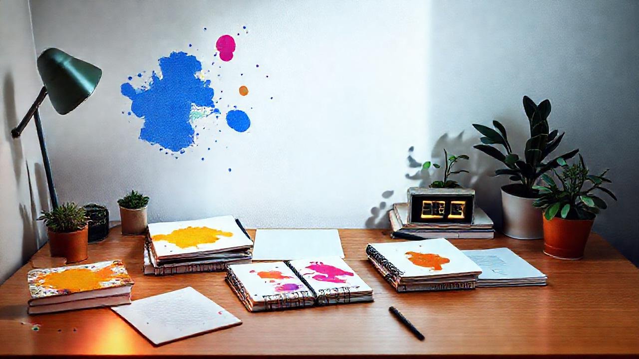 Un escritorio minimalista irradia creatividad serena