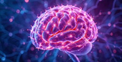 Redes neuronales brillan en azul y púrpura