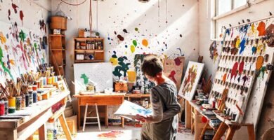 El artista crea un caos vibrante