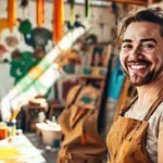 Un artista crea en luz cálida