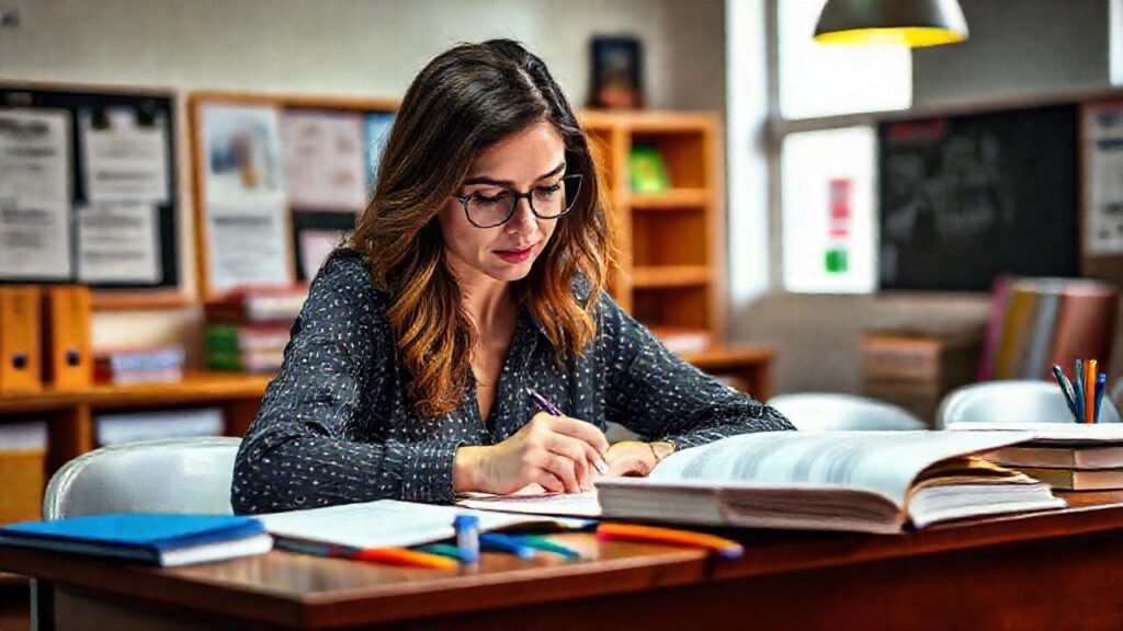 Una mujer estudia con optimismo