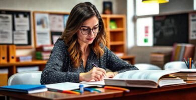 Una mujer estudia con optimismo