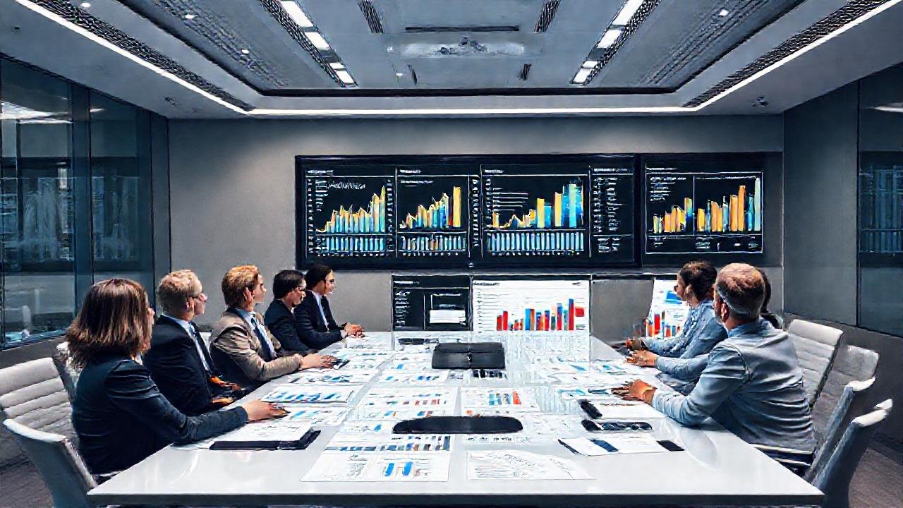 El equipo analiza datos estratégicos profesionalmente