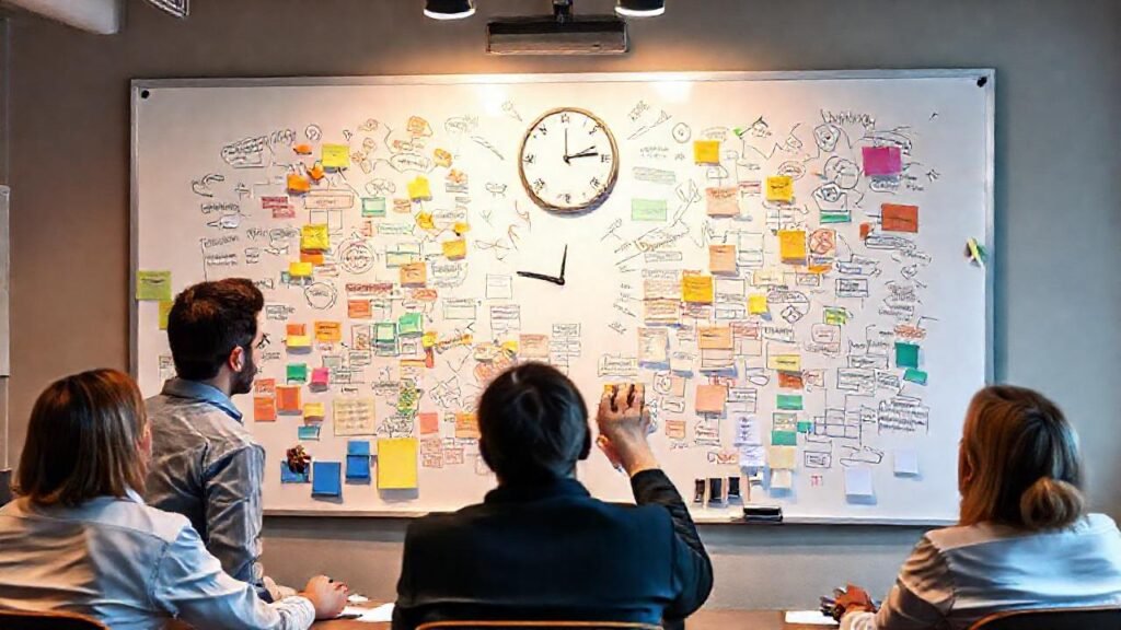 El equipo creativo generó ideas intensamente