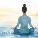 Meditación serena en un paisaje acuarela