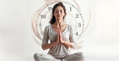 Mujer meditante encuentra paz interior