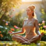 Mujer medita en paz y quietud