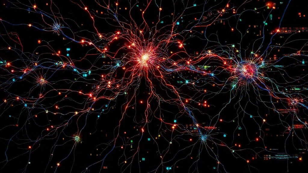 Una red neuronal compleja emite caos colorido