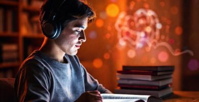 Estudio acogedor con creatividad digital
