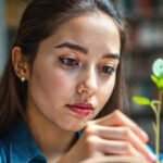 Una joven estudia con esperanza brillante