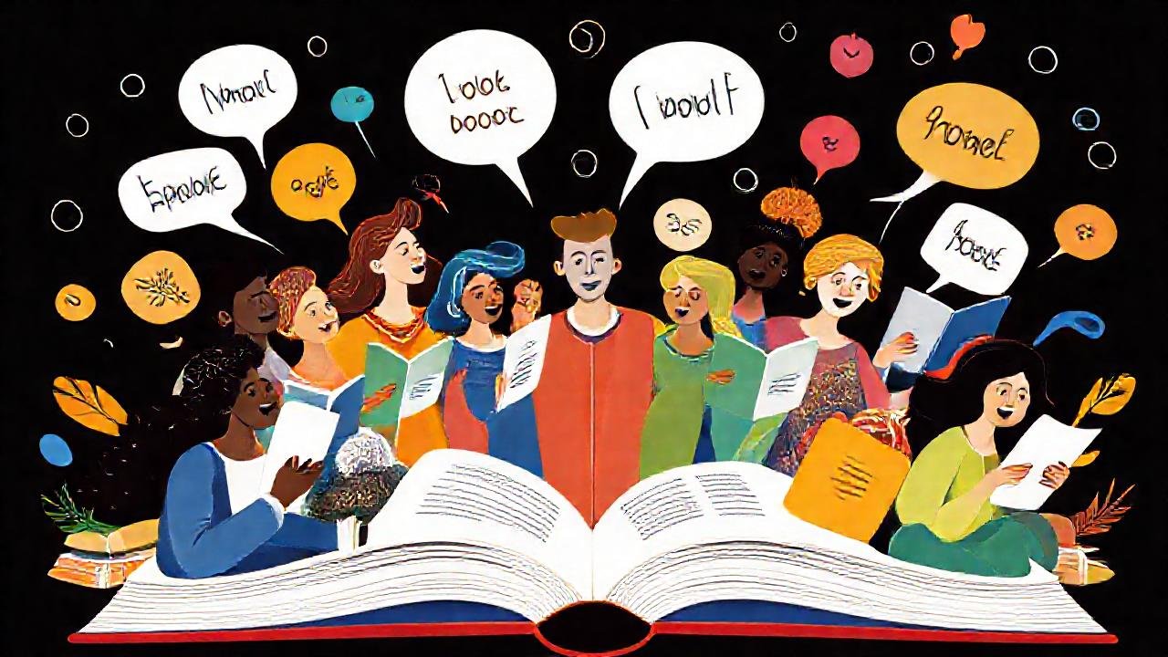 Libro vibrante con gente diversa habla