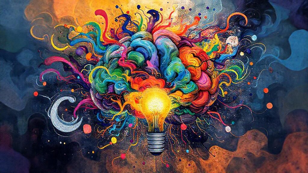 El cerebro abstracto irradia ideas vibrantes