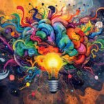 El cerebro abstracto irradia ideas vibrantes