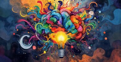 El cerebro abstracto irradia ideas vibrantes