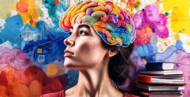 Una mujer reflexiva usa sistemas coloridos y diversos