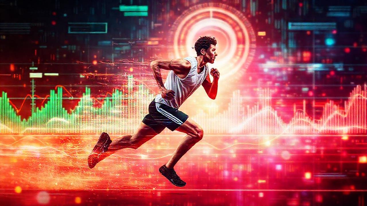 El atleta visualiza energía cerebral vibrante