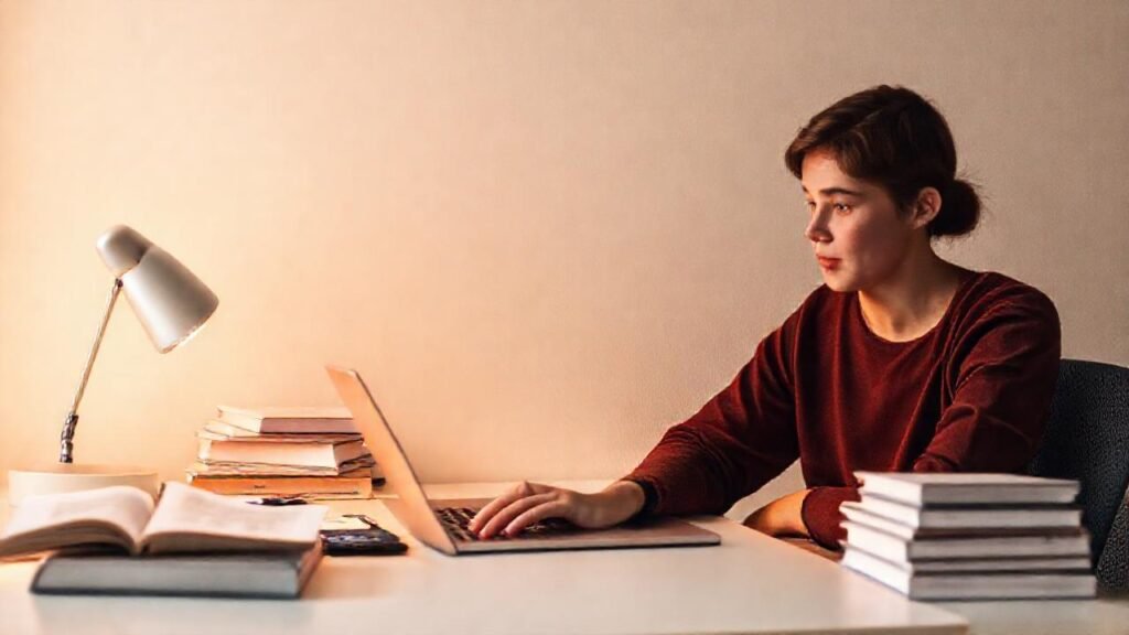 Estudiante tranquilo en un espacio ordenado