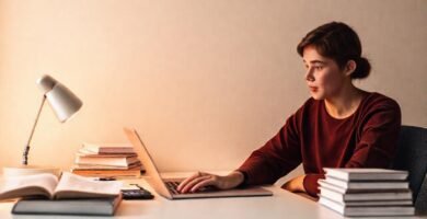 Estudiante tranquilo en un espacio ordenado