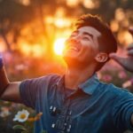 Transformación radiante y optimista florece en luz