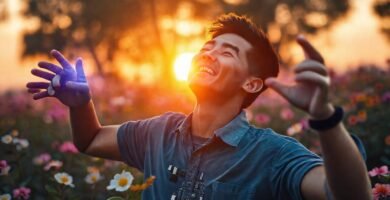 Transformación radiante y optimista florece en luz