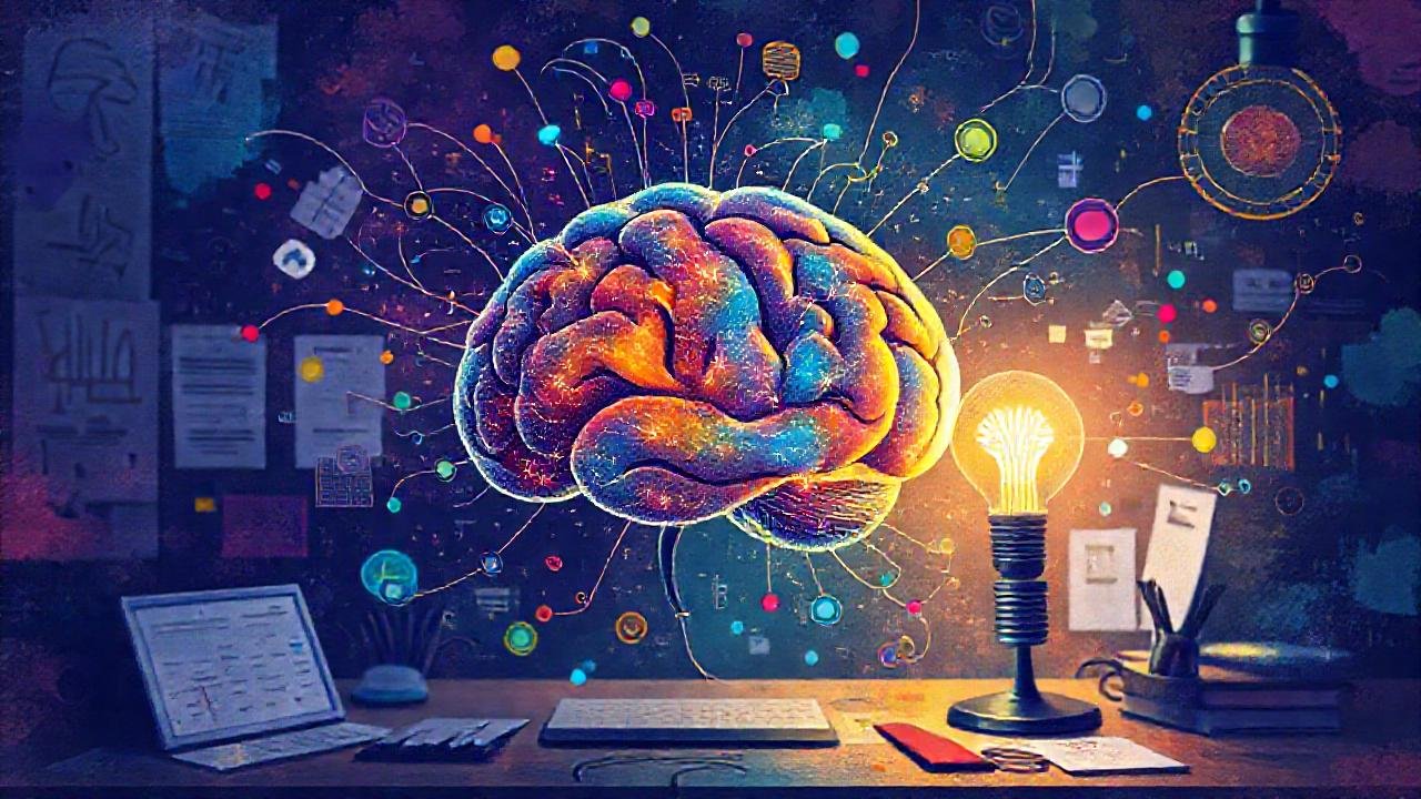 La mente crea ideas brillantes y dinámicas