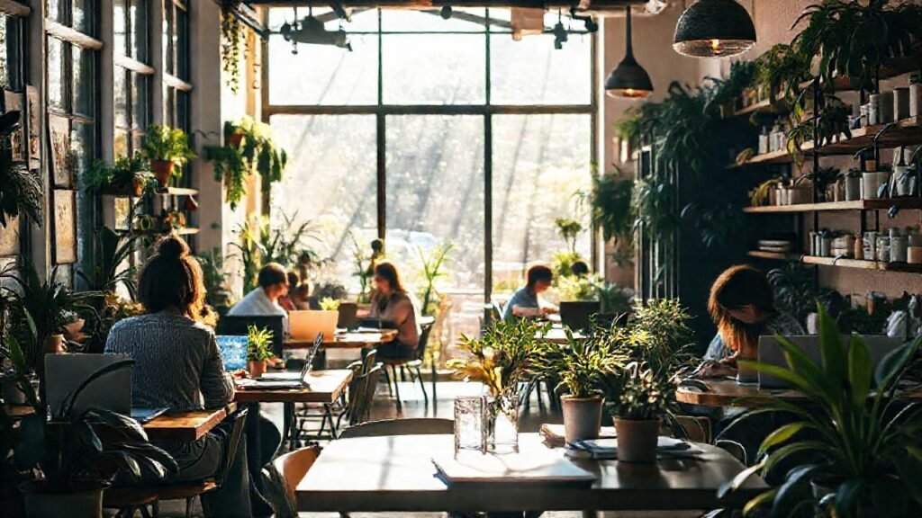 Un café acogedor inspira creatividad y trabajo