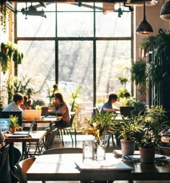 Un café acogedor inspira creatividad y trabajo