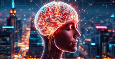 El cerebro futurista irradia calma tecnológica