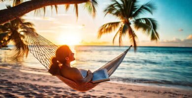 Atardecer tranquilo en la playa