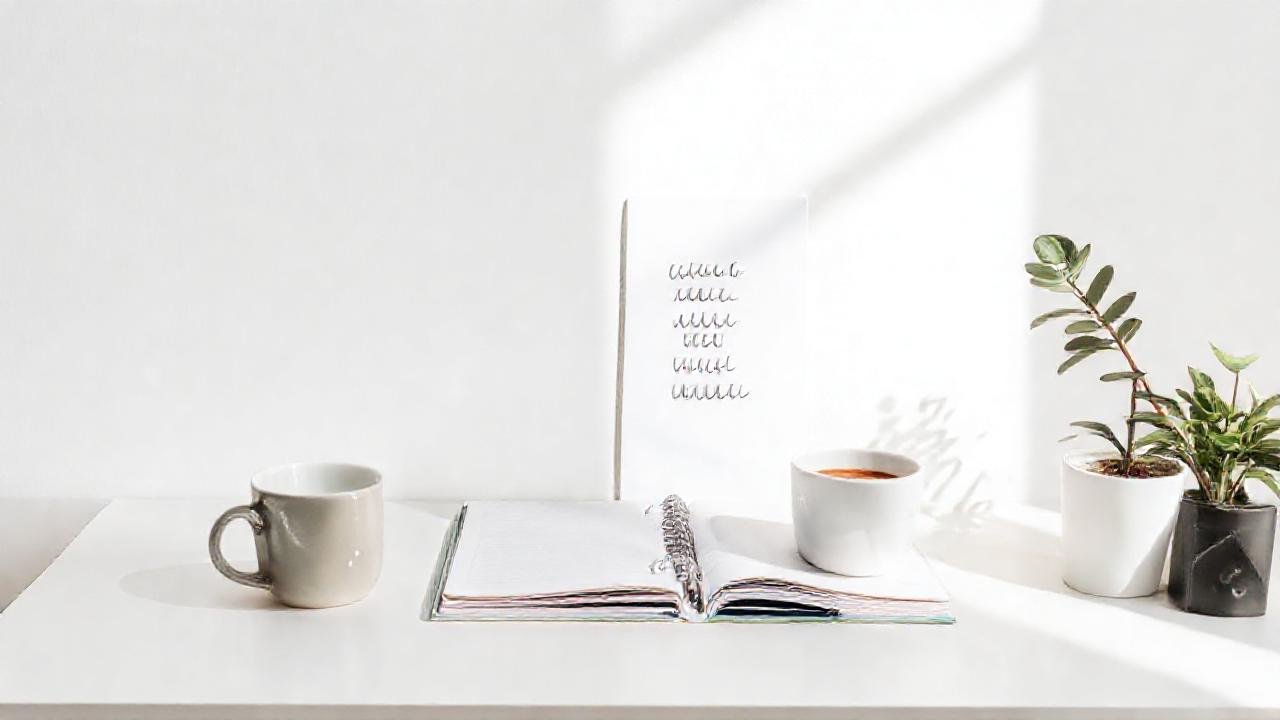 Un escritorio minimalista irradia calma y color