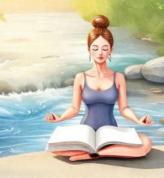 Meditación serena en naturaleza acuarela