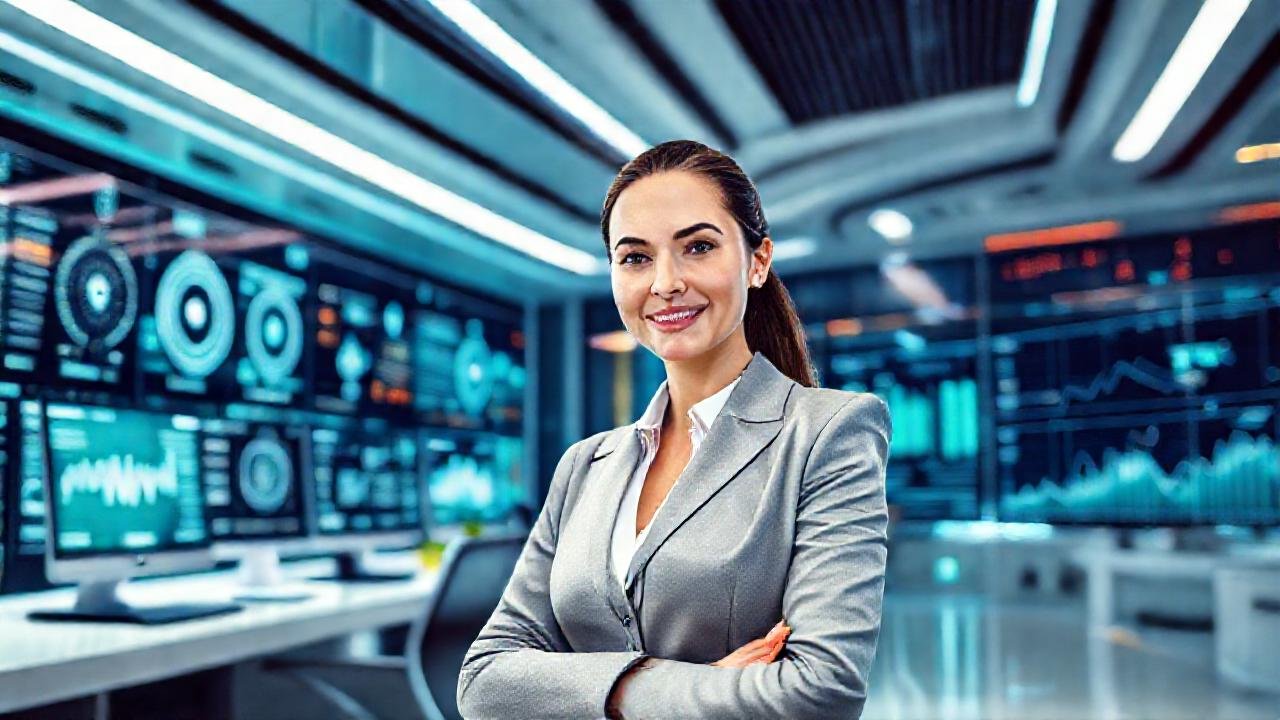 Oficina futurista, datos y tecnología moderna