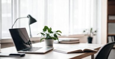 Un espacio de trabajo tranquilo y sereno